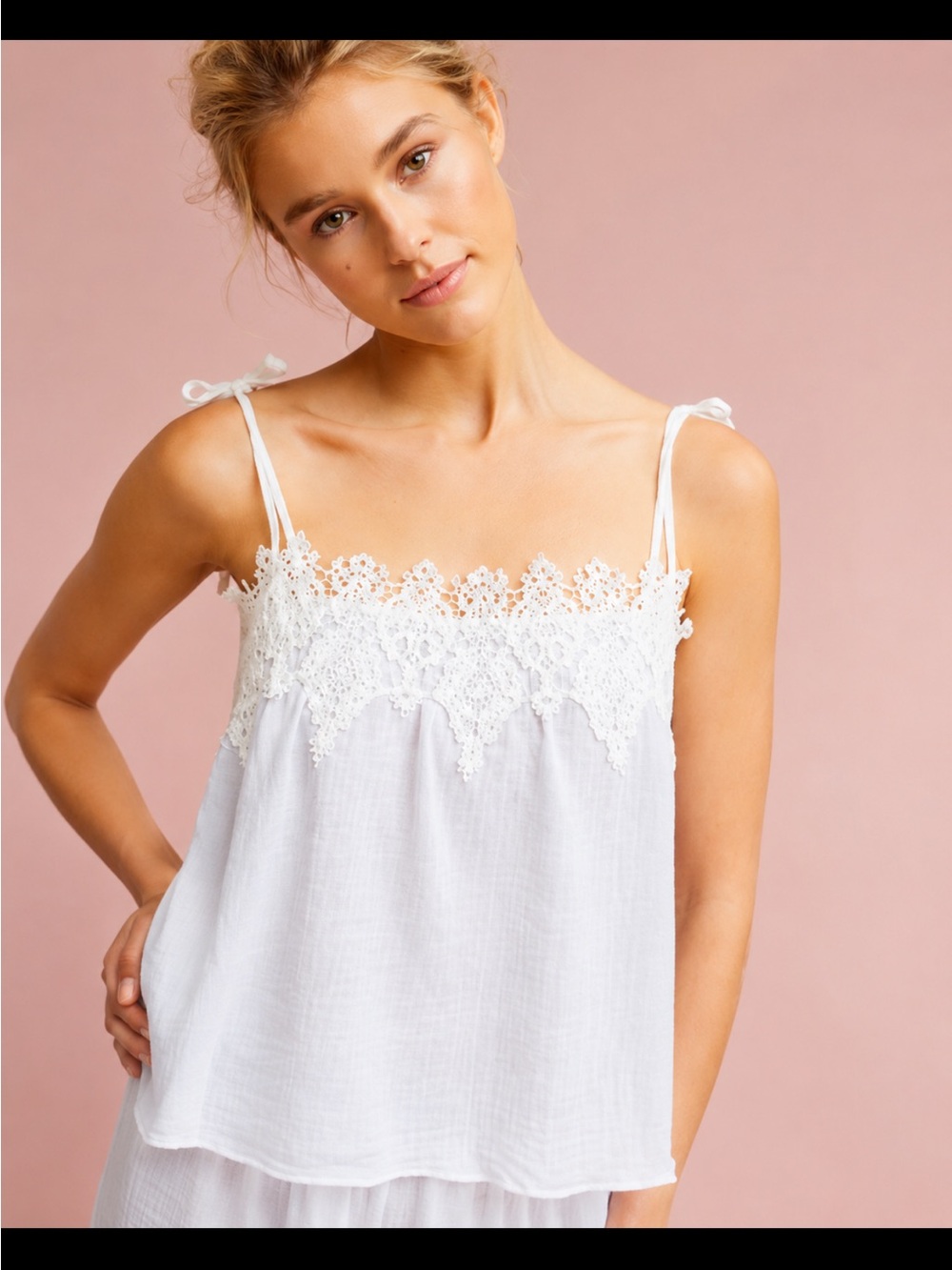 Anthropologie NWT E By Eloise Lace Trim Crop Top
